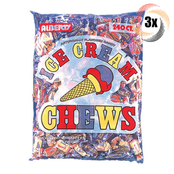 3x Bags Alberts Ice Cream Fruit Chews Assorted Flavors | 240 Candies Per Bag