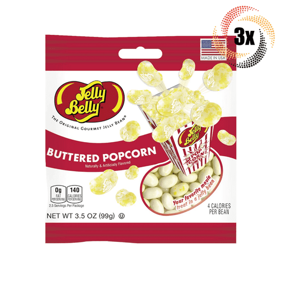 3x Bags | Jelly Belly Beans Buttered Popcorn Candy | 3.5oz | Fast Shipping! |