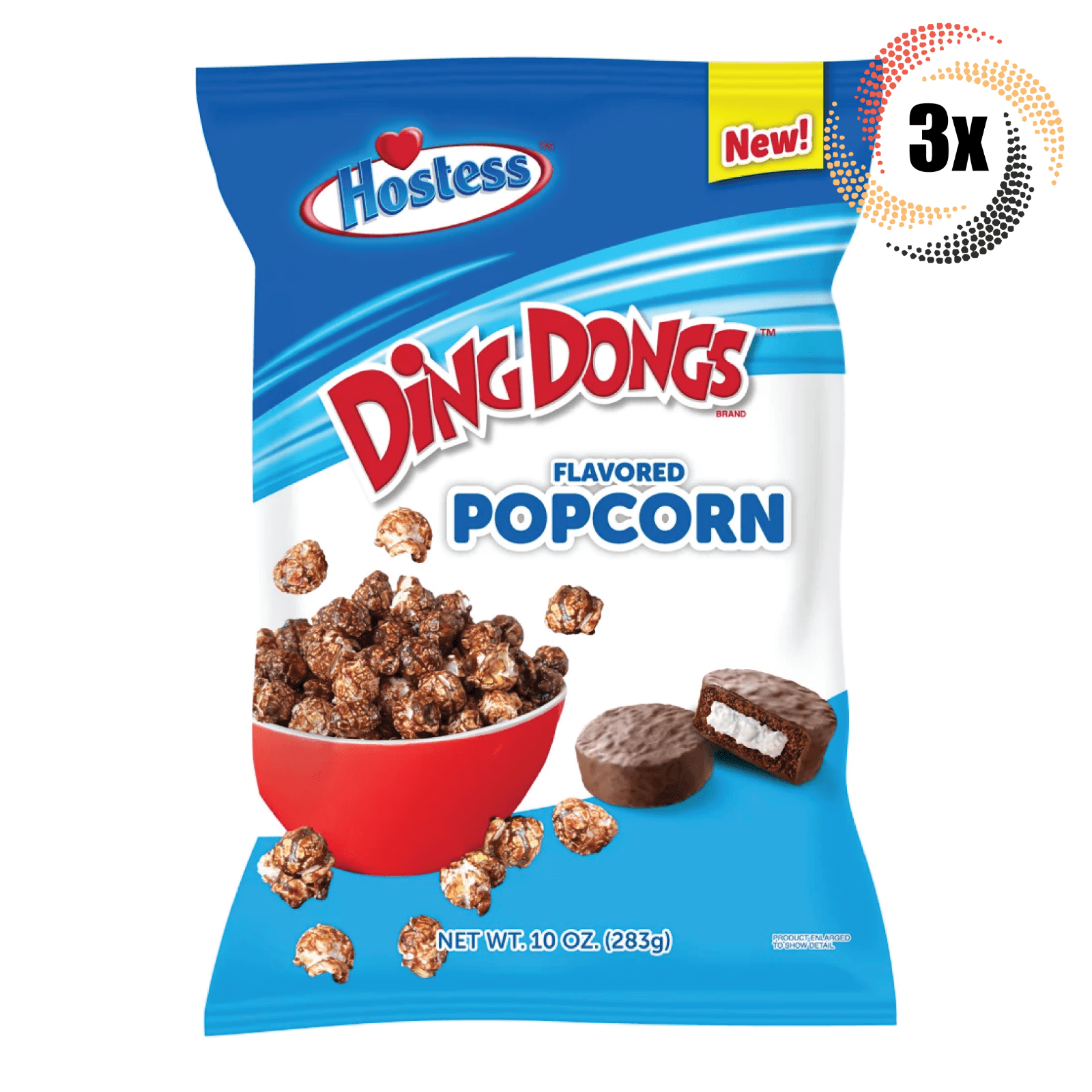 3x Bags New Hostess Ding Dongs Flavored Popcorn Crispy & Sweet Snack ...