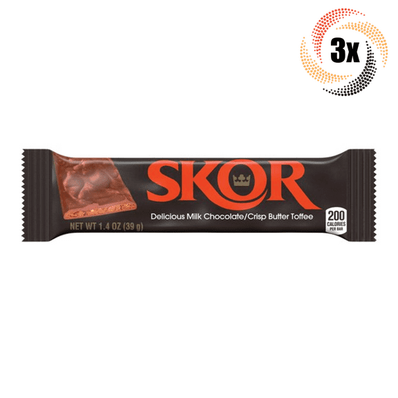 3x Bars Skor Milk Chocolate & Crisp Butter Toffee Candy Bars | 1.4oz |