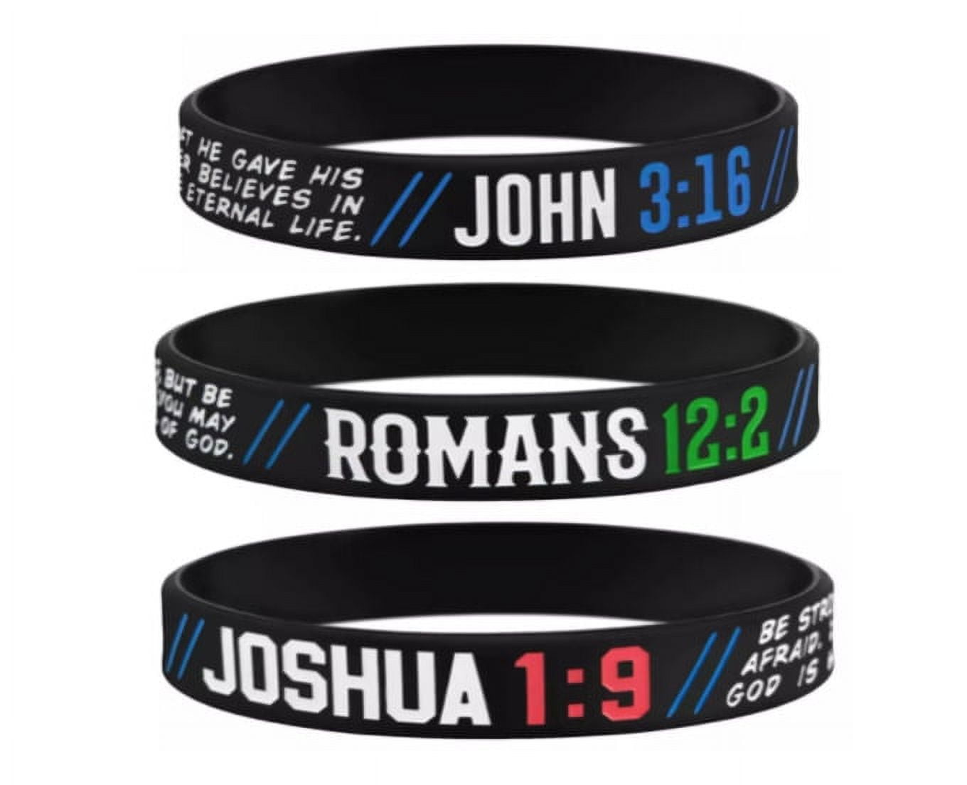 3x Bible Verses Silicone Bracelet Bangle Religious JESUS Christian