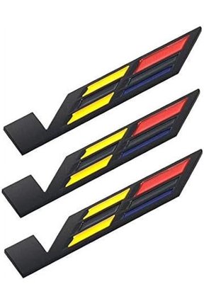 3x Black V Car Body Trunk Lid Sticker Badge Emblem Compatible For ATS CTS SRX XTS (Black/Yellow/Red)