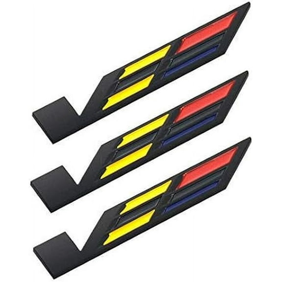 3x Black V Car Body Trunk Lid Sticker Badge Emblem Compatible For ATS CTS SRX XTS (Black/Yellow/Red)