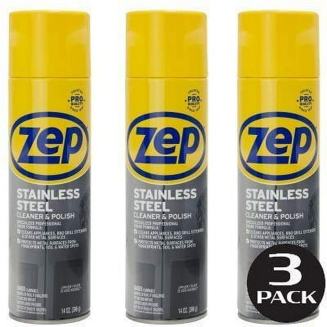 3x Bottle of Zep Commercial 14 oz Stainless Steel Cleaner Polish