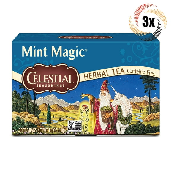 3x Boxes Celestial Seasonings Magic Mint Herbal Tea - 20 Bags Each - 1.4oz
