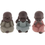 3x Buddha Statue Monk Tea Pet for Zen Garden Sand Decoration Meditation Home Office Decoration