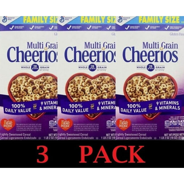 3x CHEERIOS FAMILY SIZE MULTI GRAIN Heart Healthy Whole Grain Oats