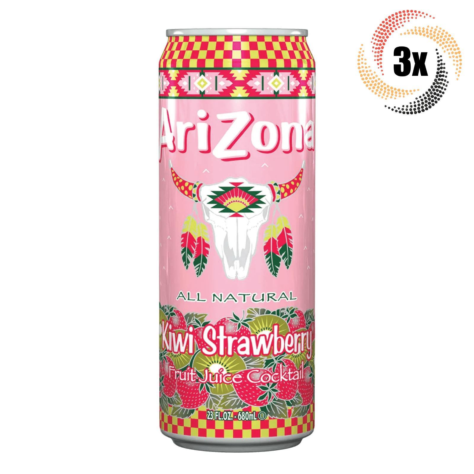 3x Cans Arizona Kiwi Strawberry Fruit Juice Cocktail 23oz ( Fast