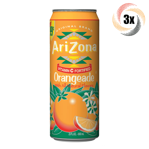 3x Cans Arizona Orangeade All Natural Flavor Juice 23oz ( Fast Free Shipping! )