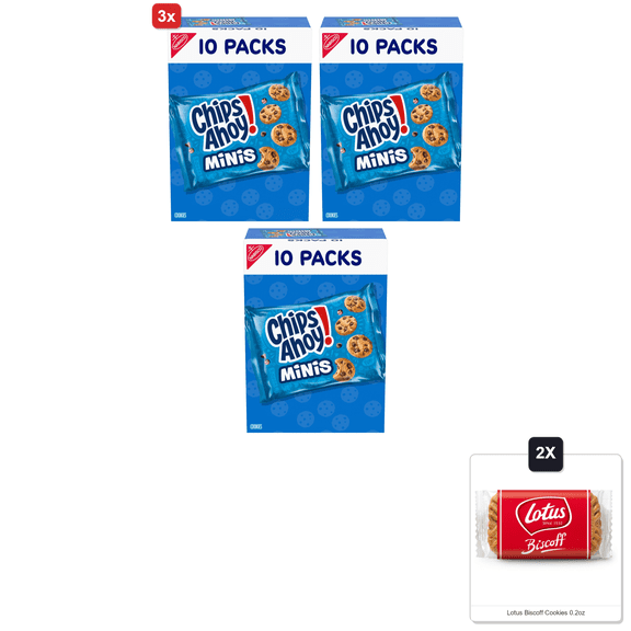 3x | Chips Ahoy! Mini Original Chocolate Chip Cookies, 10 Snack Packs & 2x Lotus Biscoff Cookies 0.2oz