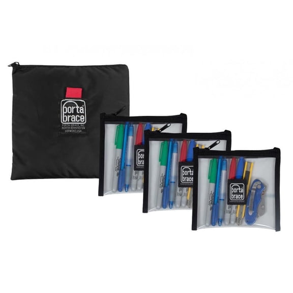 Porta Brace 3x Clear and Padded Equipment Pouch Set, 6x6" Each
