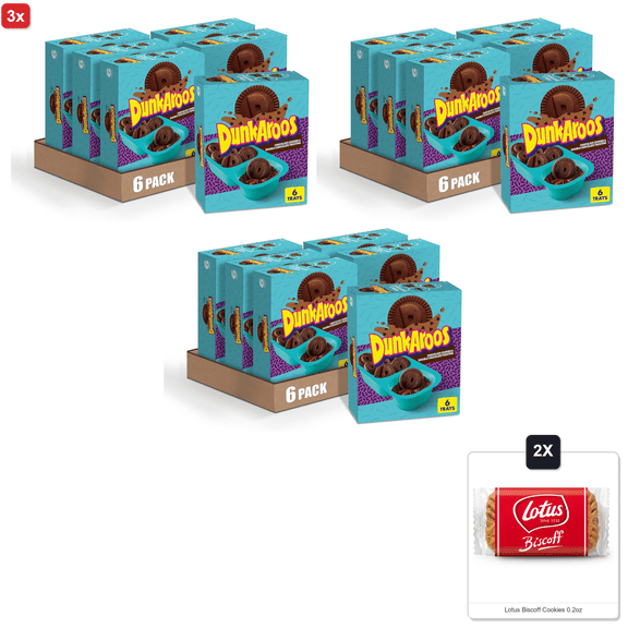 3x | Dunkaroos Chocolate Cookies And Double Chocolate Frosting, 6 Count (Pack Of 6) & 2x Lotus Biscoff Cookies 0.2oz