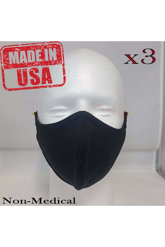 3x Face Masks Protection Washable and Reusable Soft 2 Layer Fabric MADE IN USA