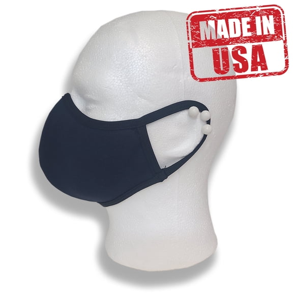 3x Face Masks Washable Reusable Soft Double Layer Fabric Navy Blue Professional High Quality MADE IN USA