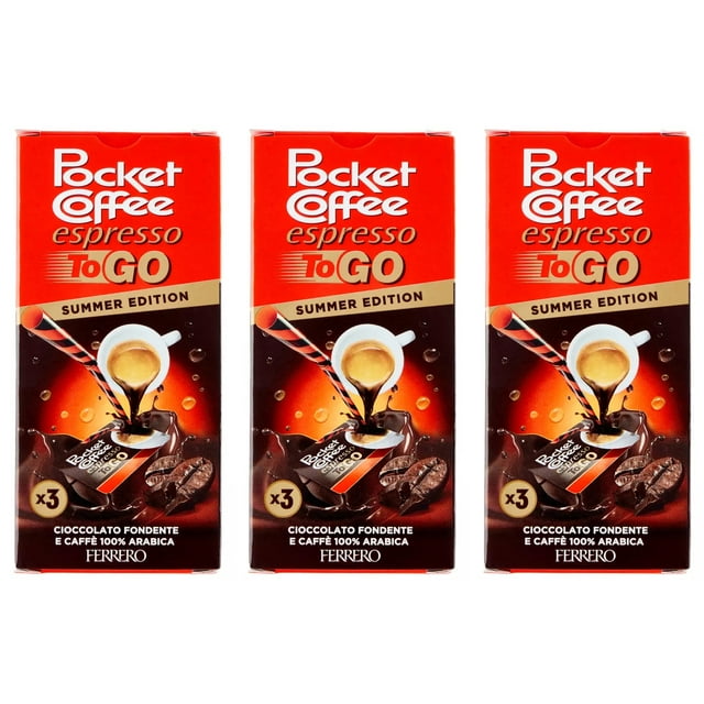 3x Ferrero Pocket Coffee To Go Summer Edition Fresh Italy Imported 75g / 2.6oz 3 Servings Pack