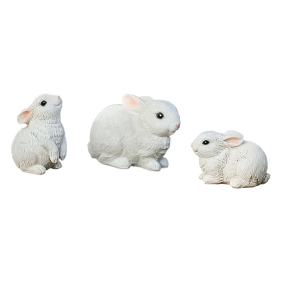 3x Figurines Collectible Rabbit Statue for Shelf Decor Window