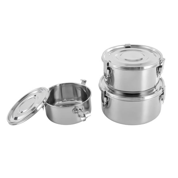 3x Food Storage Containers, 304 Stainless Steel Food Storage Containers, Leak-Proof Smell-Proof Silver 67.63oz
