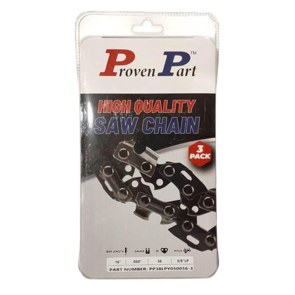 3x Full Chisel Low Profile Chain 3/8 .050 56DL Fits Earthwise CS30016, CS30116