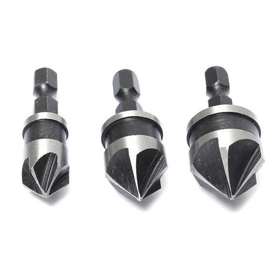 3x Hex Countersink Bore Boring Set for Wood Metal Quick Change Drill Bit Tools