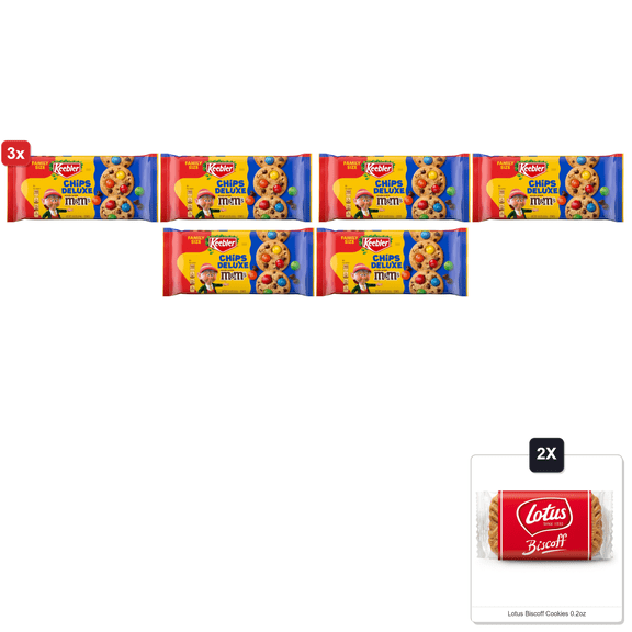 3x | Keebler Chips Deluxe Cookies Rainbow With M&Ms Chocolate Candies, 14.6 Oz. (Pack Of 2) & 2x Lotus Biscoff Cookies 0.2oz