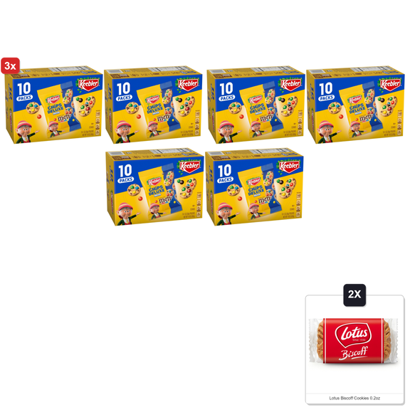 3x | Keebler Chips Deluxe Minis Made With M&MS, Chocolate Chip Cookies, 1 Oz Pouches, 10 Count (Pack Of 2) & 2x Lotus Biscoff Cookies 0.2oz