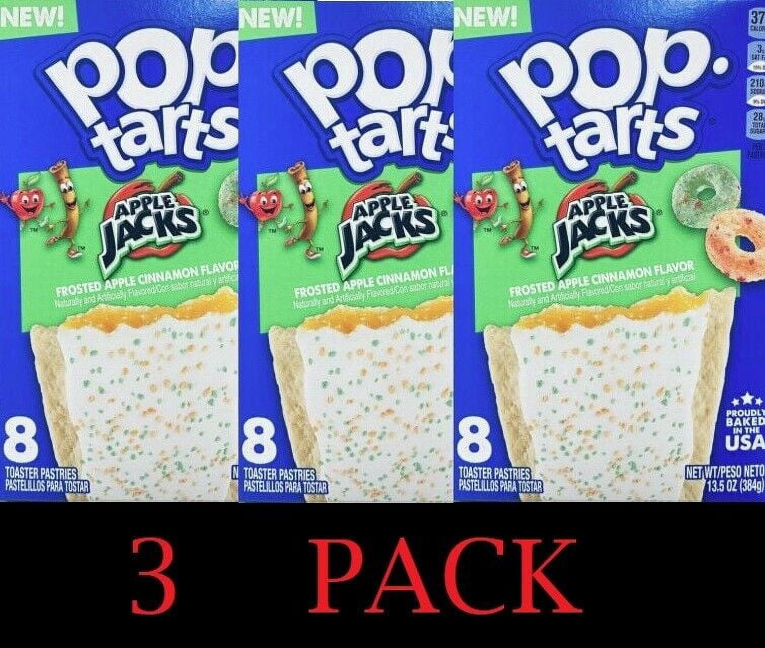 3x Kellogg's Pop Tarts FROSTED APPLE JACKS Toaster Pastries 8 Count 13.5 oz 3 PK