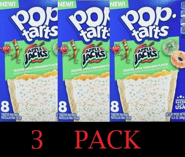 3x Kellogg's Pop Tarts FROSTED APPLE JACKS Toaster Pastries 8 Count 13.