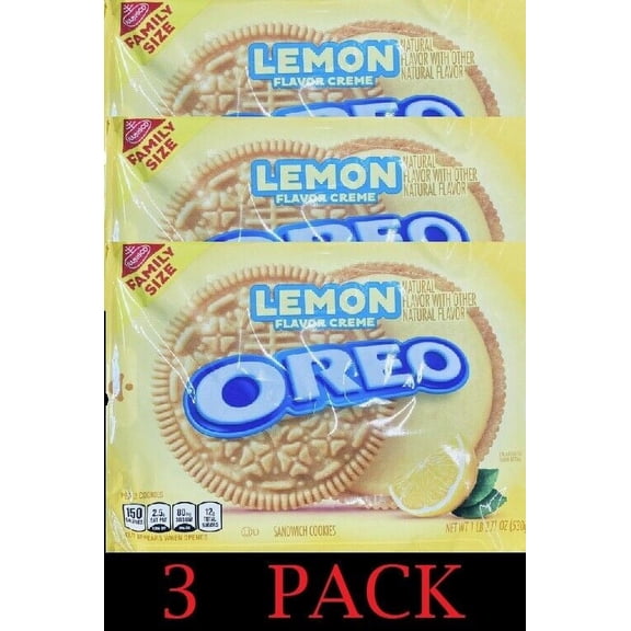 3x NABISCO GOLDEN OREO Lemon Creme FAMILY SIZE Sandwich Cookies 1 lb 2.71oz 3 PK