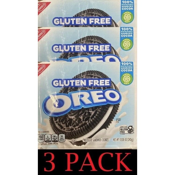 3x NABISCO OREO GLUTEN FREE Vanilla Chocolate Sandwich Cookies 12.08 oz - 3 PACK