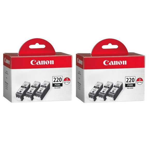 Canon 3x PGI-220BK Black Ink Tank for Select PIXMA iP, MP, MX Series Printers, 2-Pack