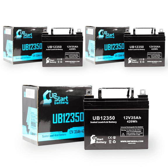 3x Pack - Compatible Drive Medical Odyssey Battery - Replacement UB12350 Universal Sealed Lead Acid Battery (12V, 35Ah, 35000mAh, L1 Terminal, AGM, SLA)