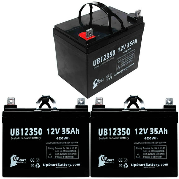 3x Pack - Compatible Invacare R32 Battery - Replacement UB12350 Universal Sealed Lead Acid Battery (12V, 35Ah, 35000mAh, L1 Terminal, AGM, SLA)
