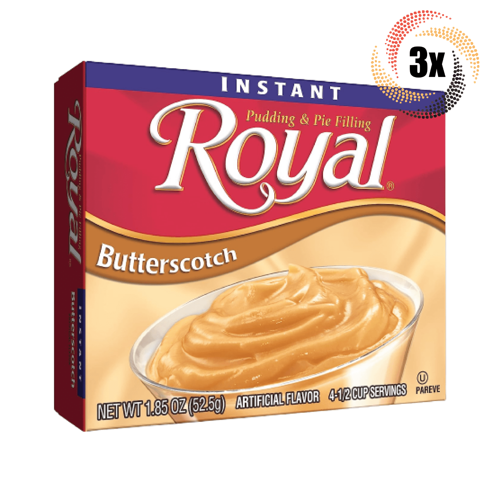 3x Packs Royal Butterscotch Instant Pudding Filling 4 Servings Each