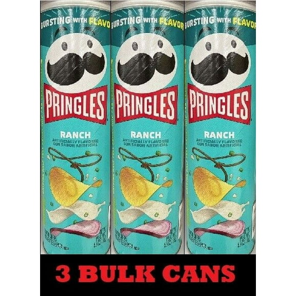 3x Pringles RANCH Flavored Potato Chips Crisps 5.5 oz - FREE SHIP - 3 CANS BULK
