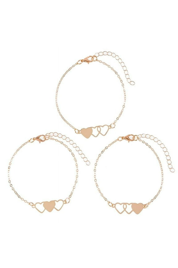 3x Promise Matching Relationship Bracelets Sister Heart Bracelet Twins Jewelry