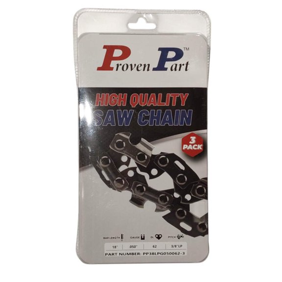 3x Semi Chisel Low Profile Chain 3/8 .050 62DL Fits Sun Joe SWJ701E SWJ-18CHAI