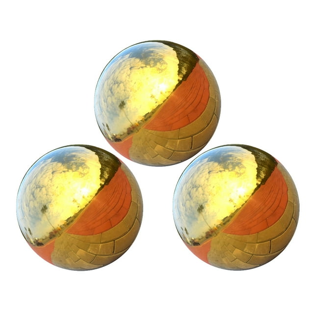 3x Shiny Seamless Gazing Mirror Ball Lawn Ornament 100mm