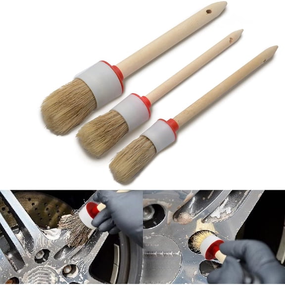 3x Soft Detailing Brushes For Car Interior Cleaning Vents Dash Trim Seats New Soft Premium Hog Hair Detailing Brushes, Car Cleaning, Vents, Dash, Wheels 3PCS Soft Premium Hog