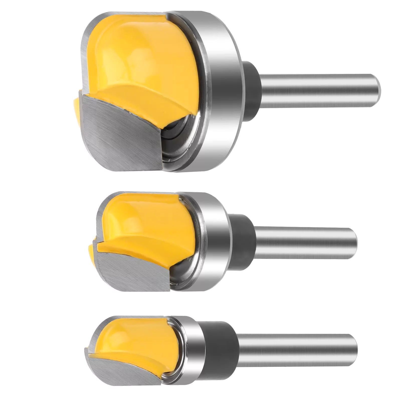 3x Stable Woodworking Router Bits Set Yellow, 1/4'' Shank, Ensures ...