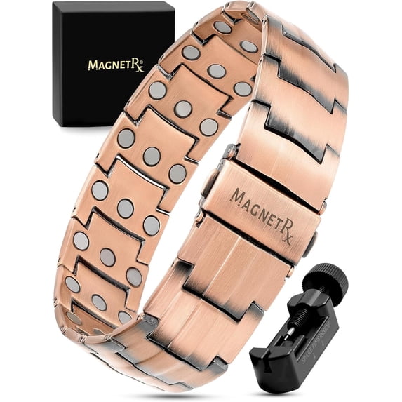 Copper Bracelet for Men Band with Fold-Over Clasp and Adjustable Links (Legacy)