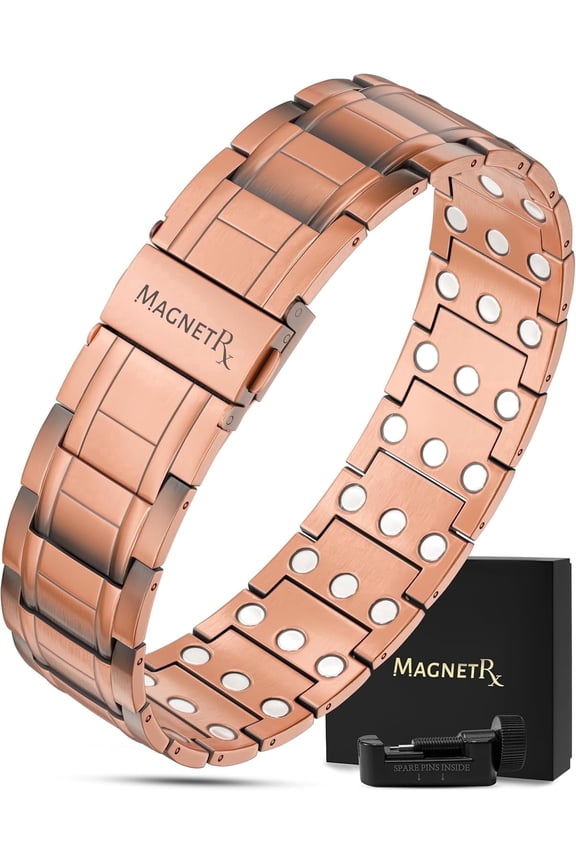 Men's Magnetic Copper Bracelet, Adjustable Fold-Over Clasp - Stealth