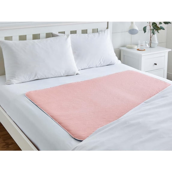 3x Super Absorbent Washable Double Bed Protector Pad | Thin Reusable Incontinence Bedding Protection, Comfortable & Durable - Pink - 85cm x 115cm