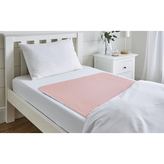 3x Super Absorbent Washable Single Bed Protector Pad | Thin Reusable Incontinence Bedding Protection, Comfortable & Durable - Pink - 85cm x 90cm
