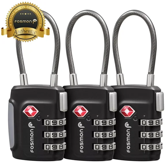 3x TSA Accepted Luggage Suitcase Bag Lock 3 Digit Combination Padlock Reset