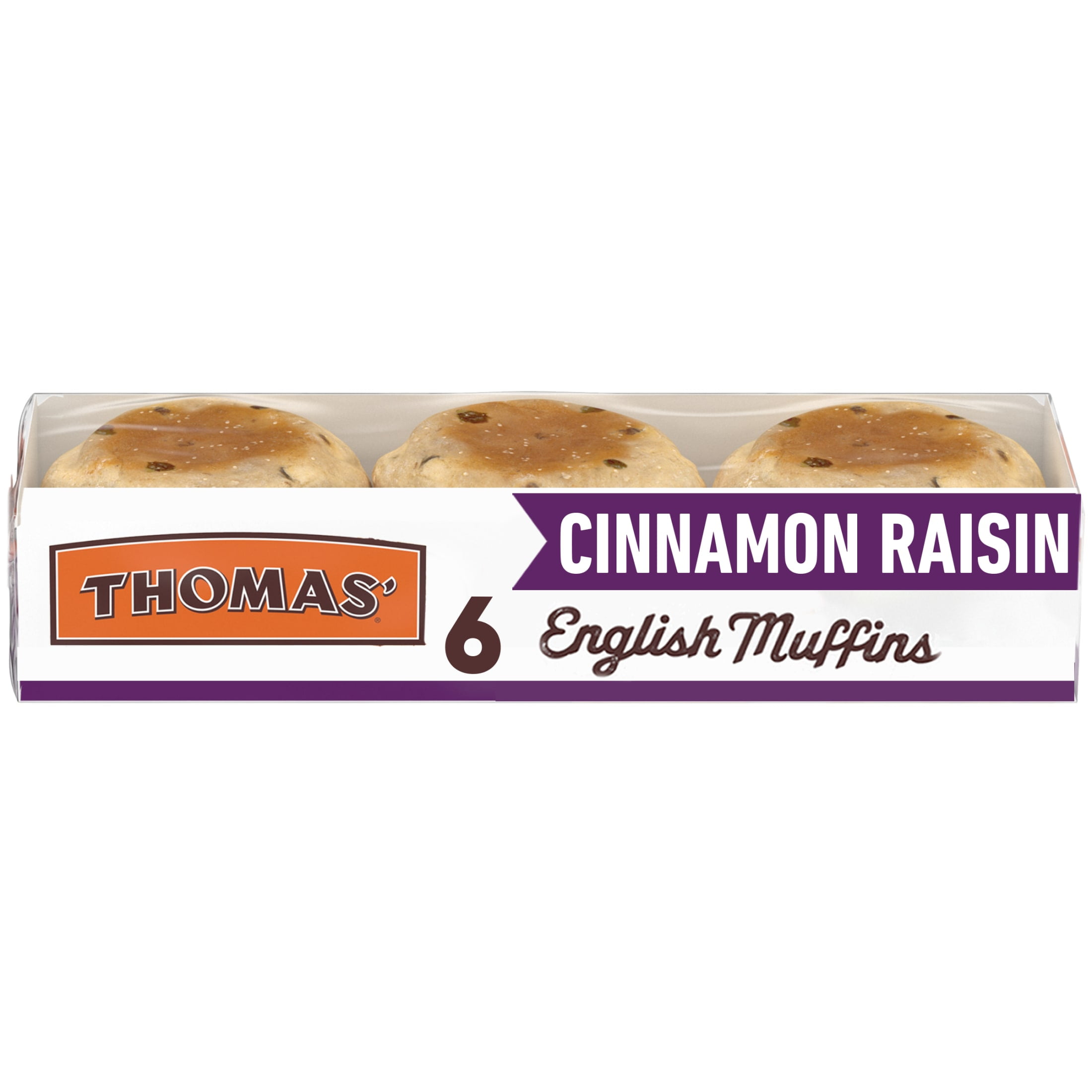 3x-Thomas Cinnamon Raisin English Muffin, 6 count, English Muffins 13 oz Tray