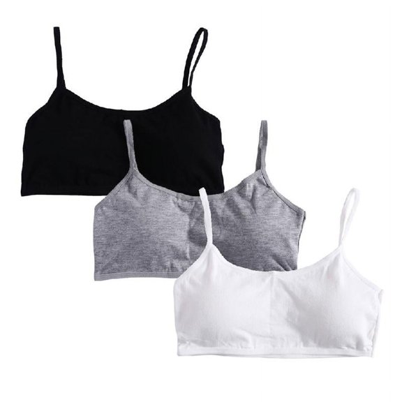 3x Training Bras Girl's Starter Sports Cotton Bras Underwear Bralette Cami Bra