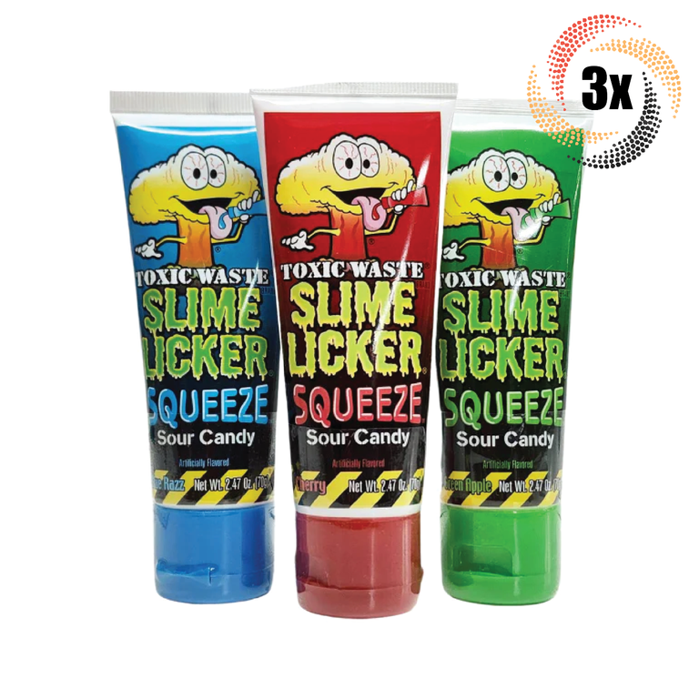 3x Tubes Toxic Waste Slime Licker Squeeze Assorted Sour Tiktok