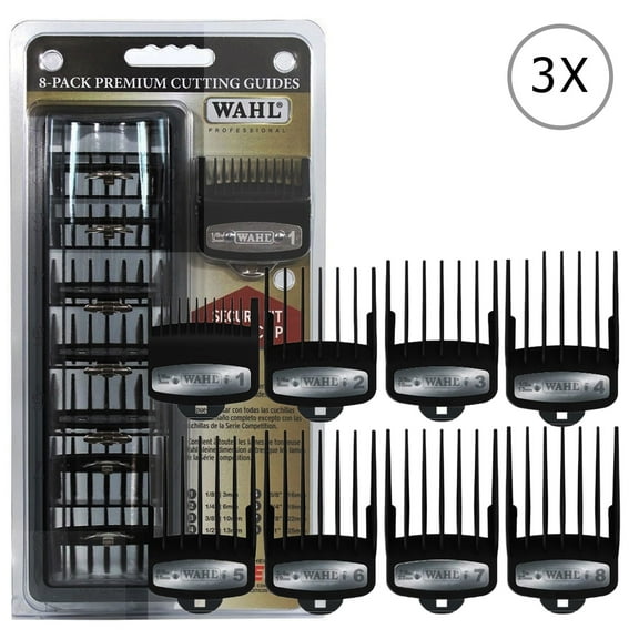 3x Wahl 8pk Premium Cutting Guides Fits All Wahl Full Size Clipper Blades (Except Competition Series)