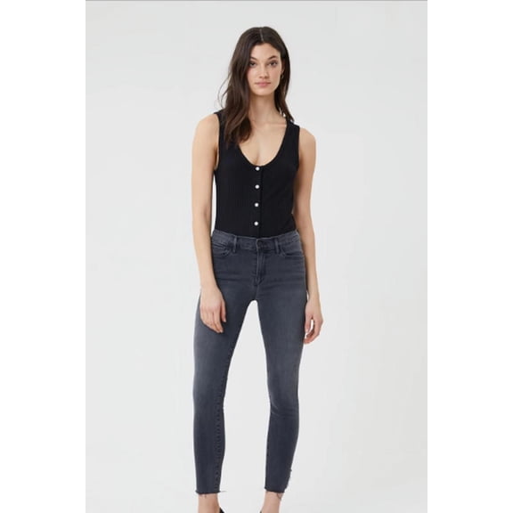 3x1 Women's AGATE Mid Rise Skinny Crop Raw-Hem Stretch Jeans, 23