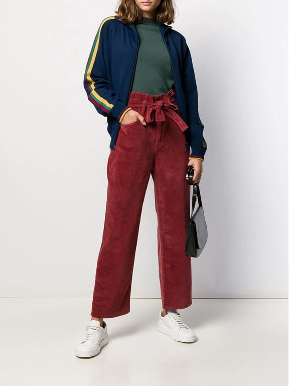 Women's CRIMSON Kelly Velvet Paperbag Tie Belt Wide Leg Ankle Jeans 25